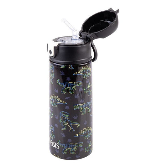Oasis Kids Insulated Water Bottle 550ml – Neon Dinosaurs