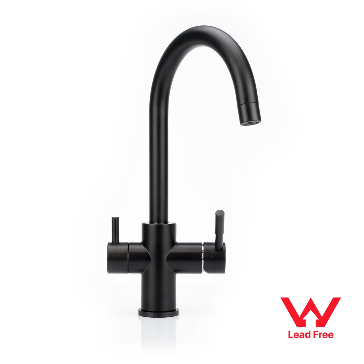 Goose Neck 3 Way Mixer Tap - Matte Black
