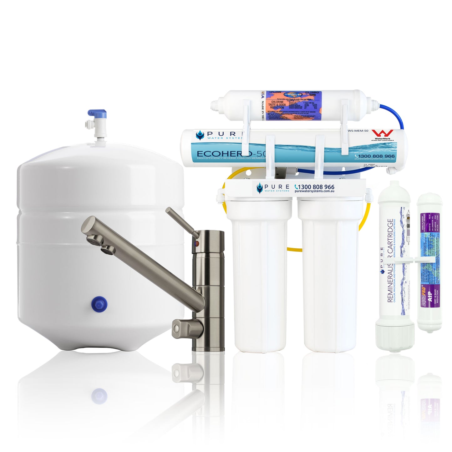 EcoHero 4 Stage Reverse Osmosis Under Sink with Remineraliser and Premium Mixer Tap Bundle