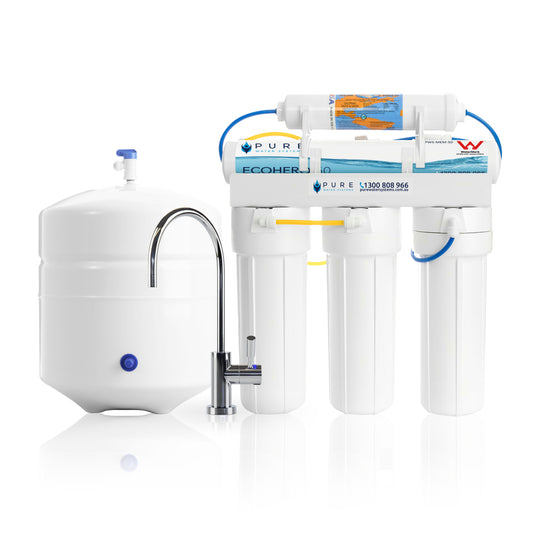 EcoHero 5 Stage Reverse Osmosis Under Sink with LED Faucet Bundle