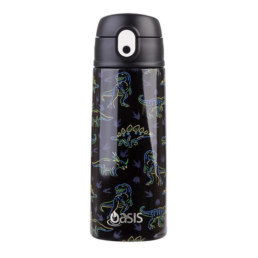 Oasis Kids Insulated Water Bottle 550ml – Neon Dinosaurs