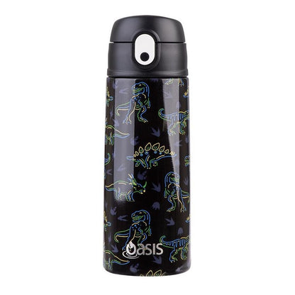 Oasis Kids Insulated Water Bottle 550ml – Neon Dinosaurs