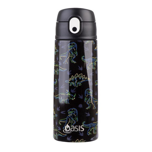 Oasis Kids Insulated Water Bottle 550ml – Neon Dinosaurs