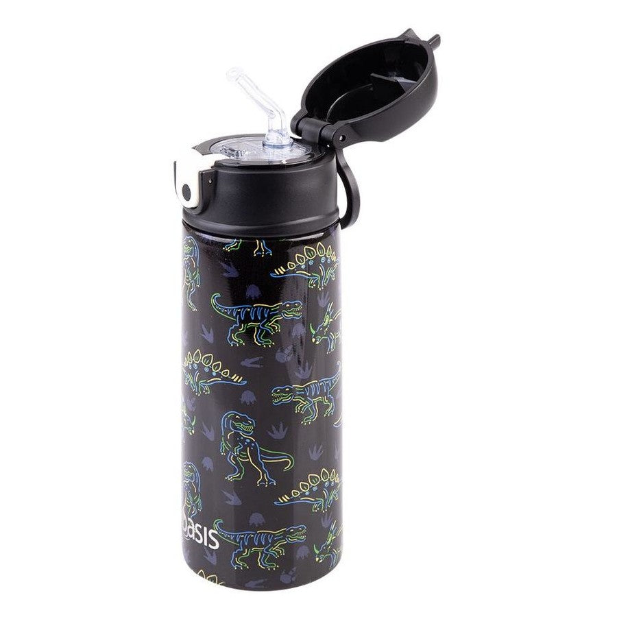 Oasis Kids Insulated Water Bottle 550ml – Neon Dinosaurs