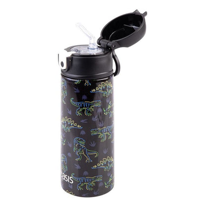 Oasis Kids Insulated Water Bottle 550ml – Neon Dinosaurs