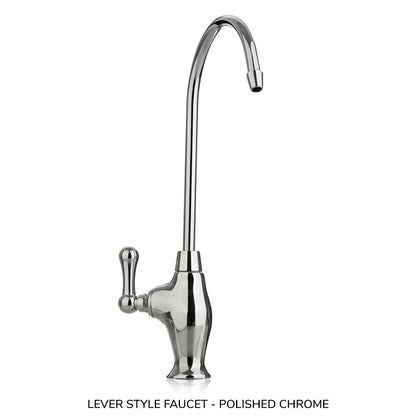 Polished chrome lever-style faucet on a white background
