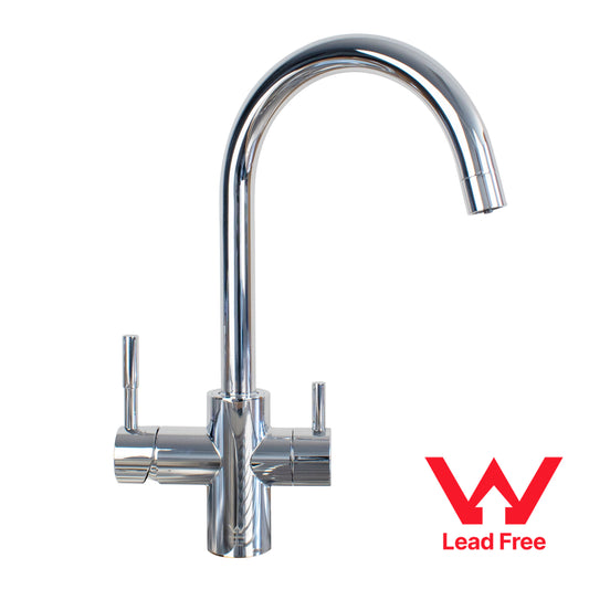 Goose Neck 3 Way Mixer Tap - Chrome