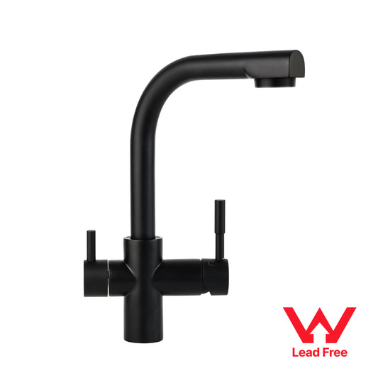 Square Neck 3 Way Mixer Tap - Matte Black
