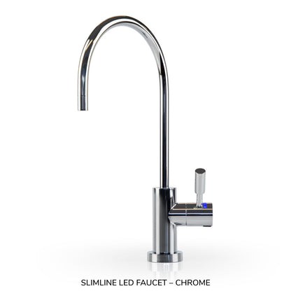 Chrome slimline LED faucet on a white background