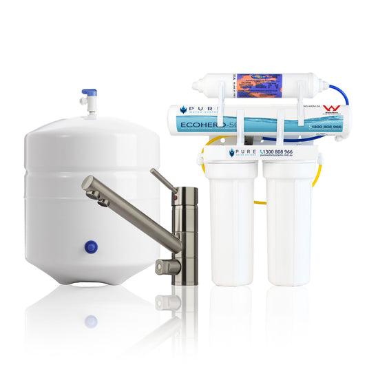 EcoHero 4 Stage Reverse Osmosis Under Sink and Premium Mixer Tap Bundle
