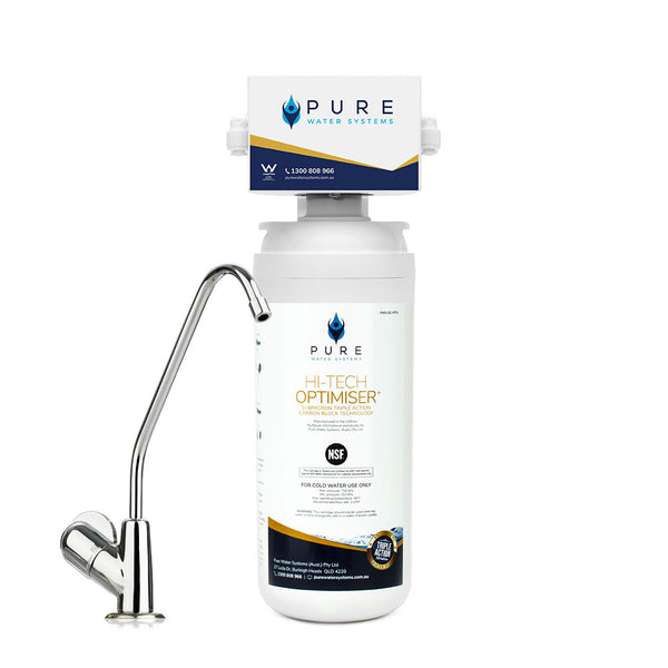 Pure Water Systems Hi-Tech Optimiser with faucet on a white background
