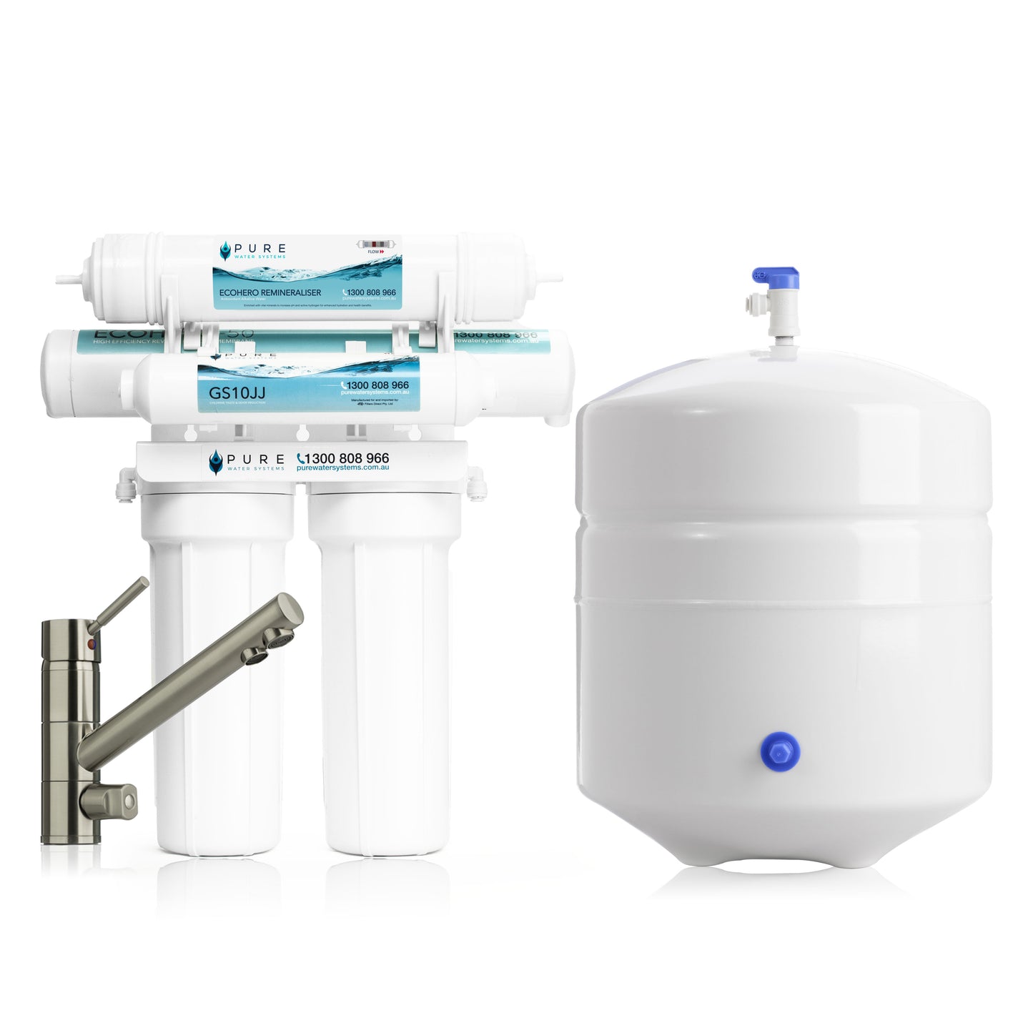 EcoHero 4 Stage Reverse Osmosis Under Sink with Remineraliser and Premium Mixer Tap Bundle