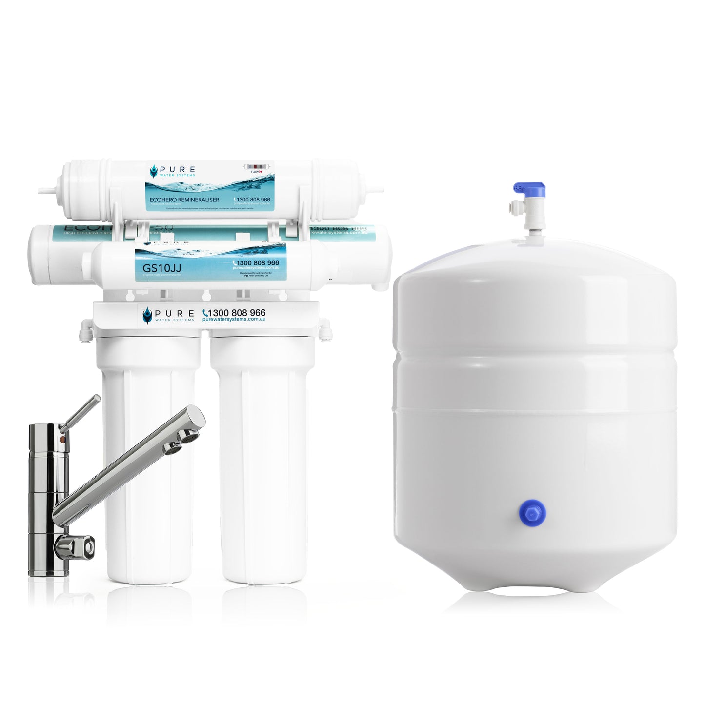 EcoHero 4 Stage Reverse Osmosis Under Sink with Remineraliser and Classic Mixer Tap Bundle
