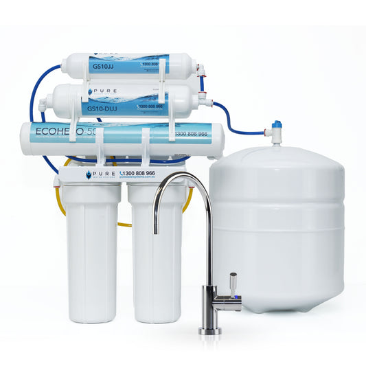 EcoHero 5 Stage Reverse Osmosis Under Sink with LED Faucet Bundle