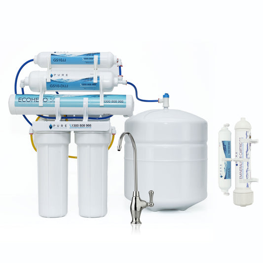 EcoHero 5 Stage Reverse Osmosis Under Sink with Remineraliser and Premium Stand Alone Faucet Bundle