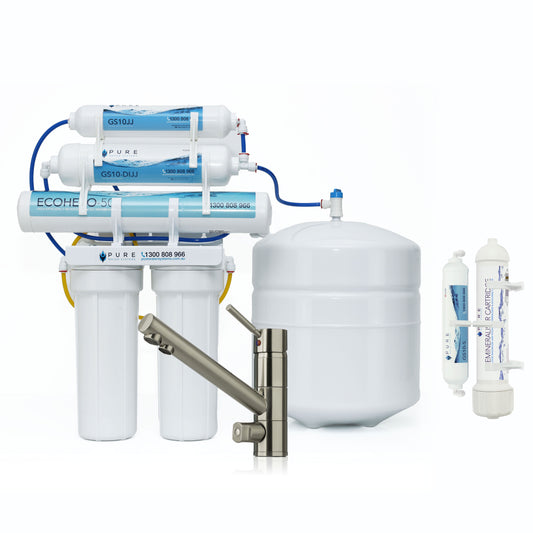 EcoHero 5 Stage Reverse Osmosis Under Sink with Remineraliser and Premium Mixer Tap Bundle
