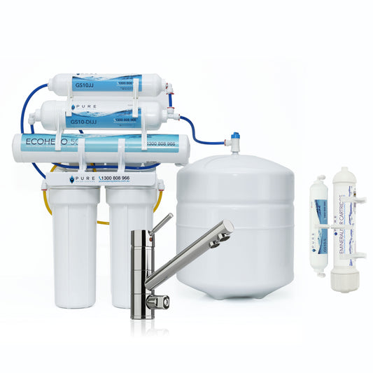 EcoHero 5 Stage Reverse Osmosis Under Sink with Remineraliser and Classic Mixer Tap Bundle