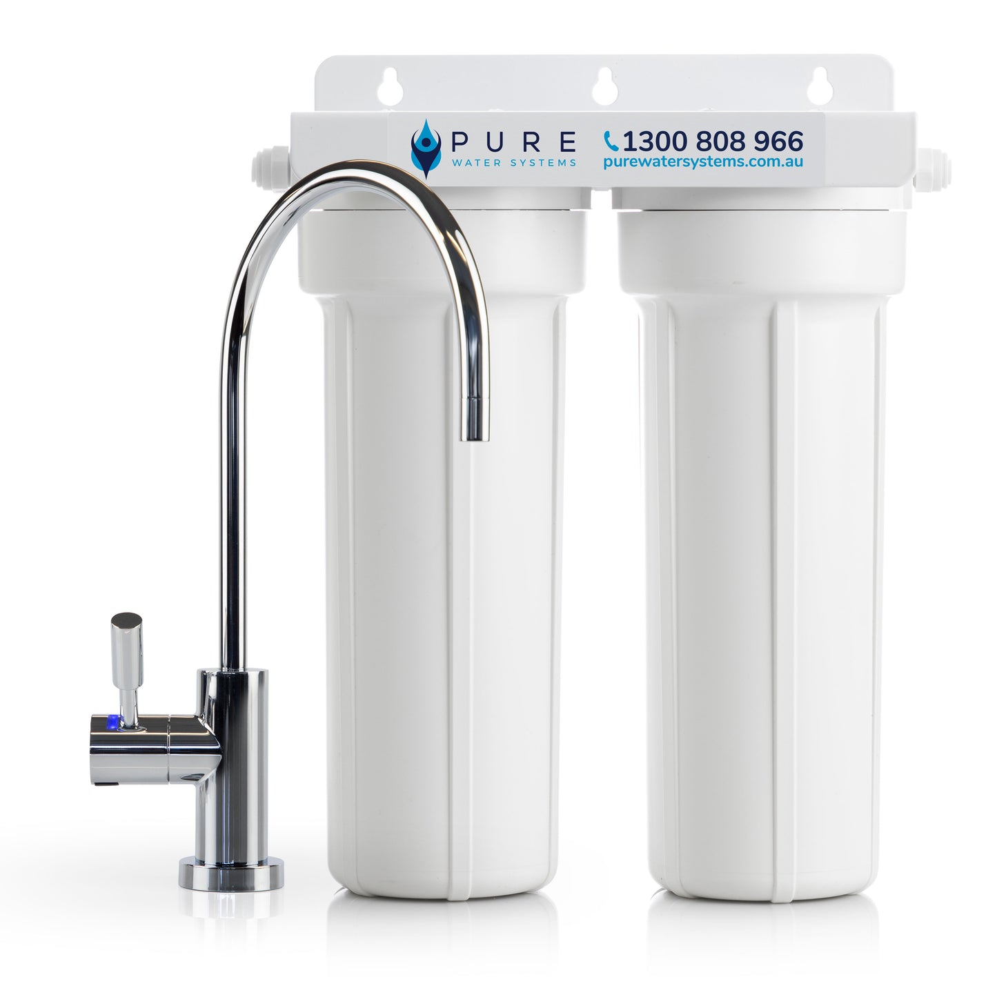 Twin Under Sink Water Filter System with LED Faucet Bundle