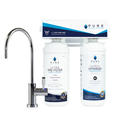 Twin Quick Change Under Sink Water Filter System with Stand Alone Faucet Bundle