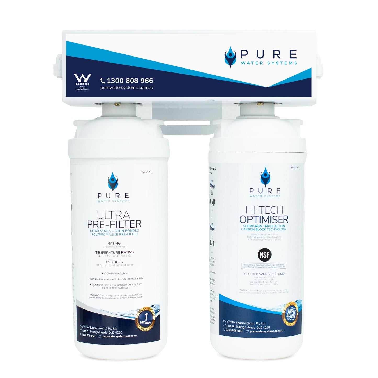 Twin Quick Change Under Sink Water Filter System with 3 Way Mixer Tap Bundle