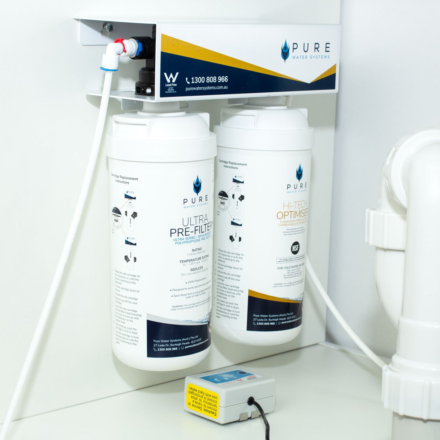 Twin Quick Change Under Sink Water Filter System with 3 Way Mixer Tap Bundle