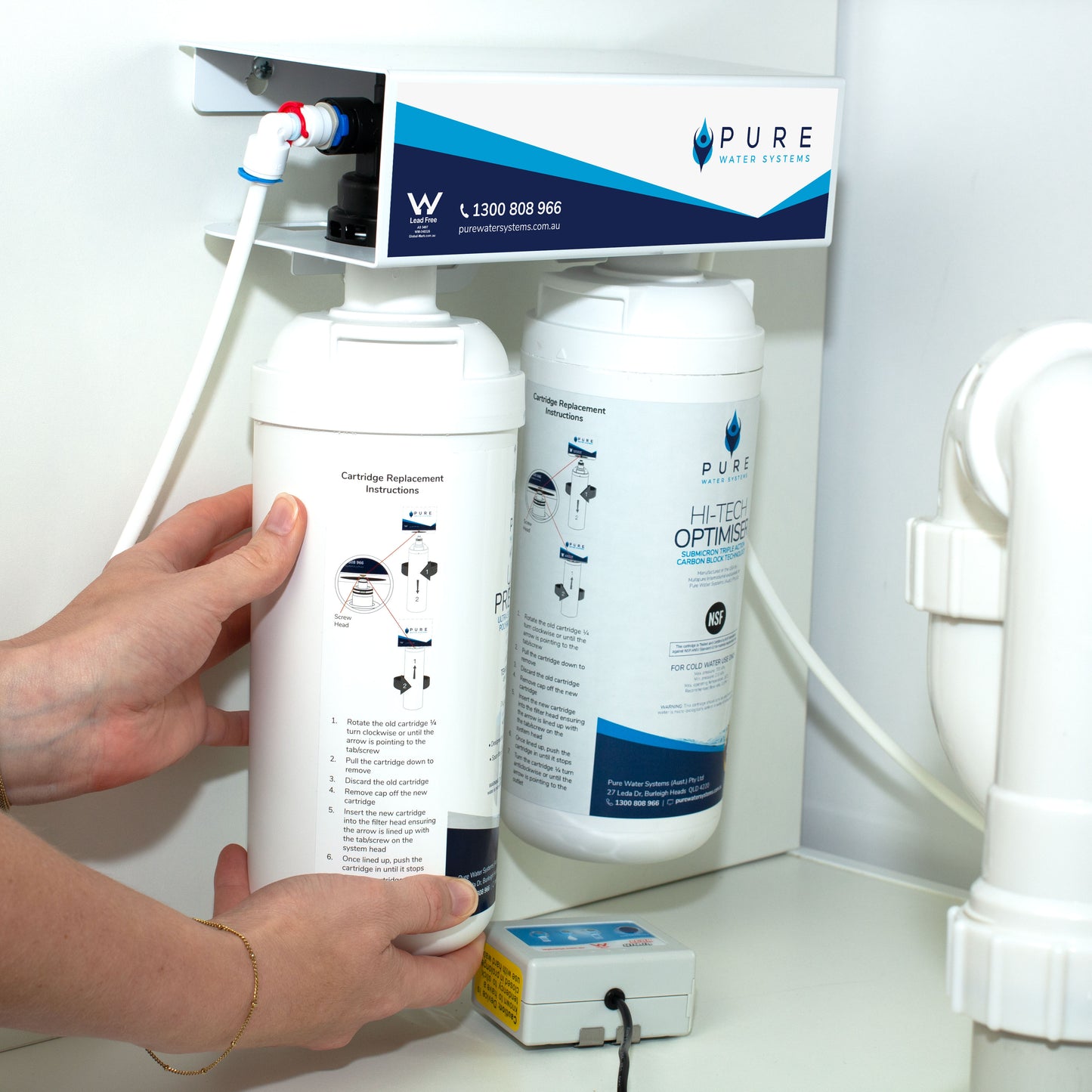 Twin Quick Change Under Sink Water Filter System with 3 Way Mixer Tap Bundle