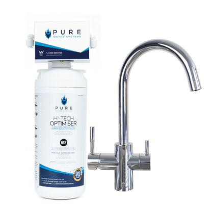 Single Quick Change Under Sink Water Filter System with 3 Way Mixer Tap Bundle