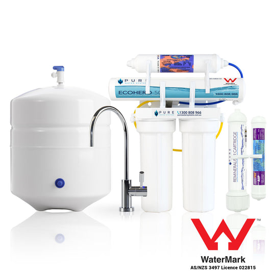 EcoHero 4 Stage Reverse Osmosis Under Sink with Remineraliser with LED Faucet Bundle