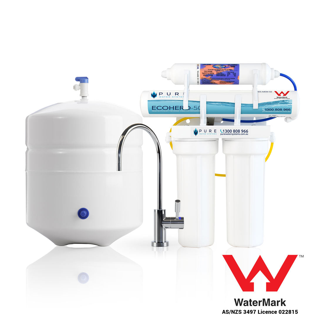EcoHero 4 Stage Reverse Osmosis Under Sink with LED Faucet Bundle