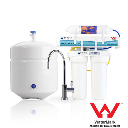 EcoHero 4 Stage Reverse Osmosis Under Sink with LED Faucet Bundle