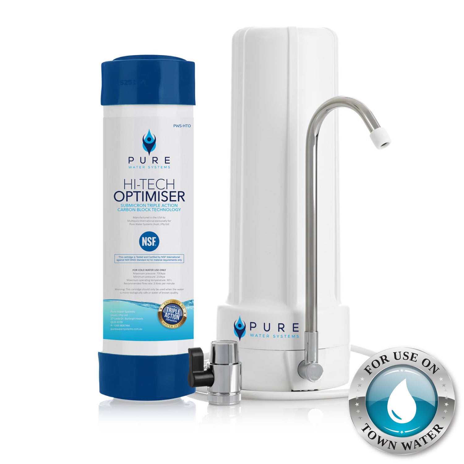 CT-HTO water filtration with town badge