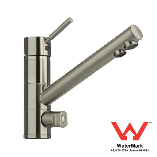 Straight Neck 3 Way Mixer Tap - Brushed Nickel