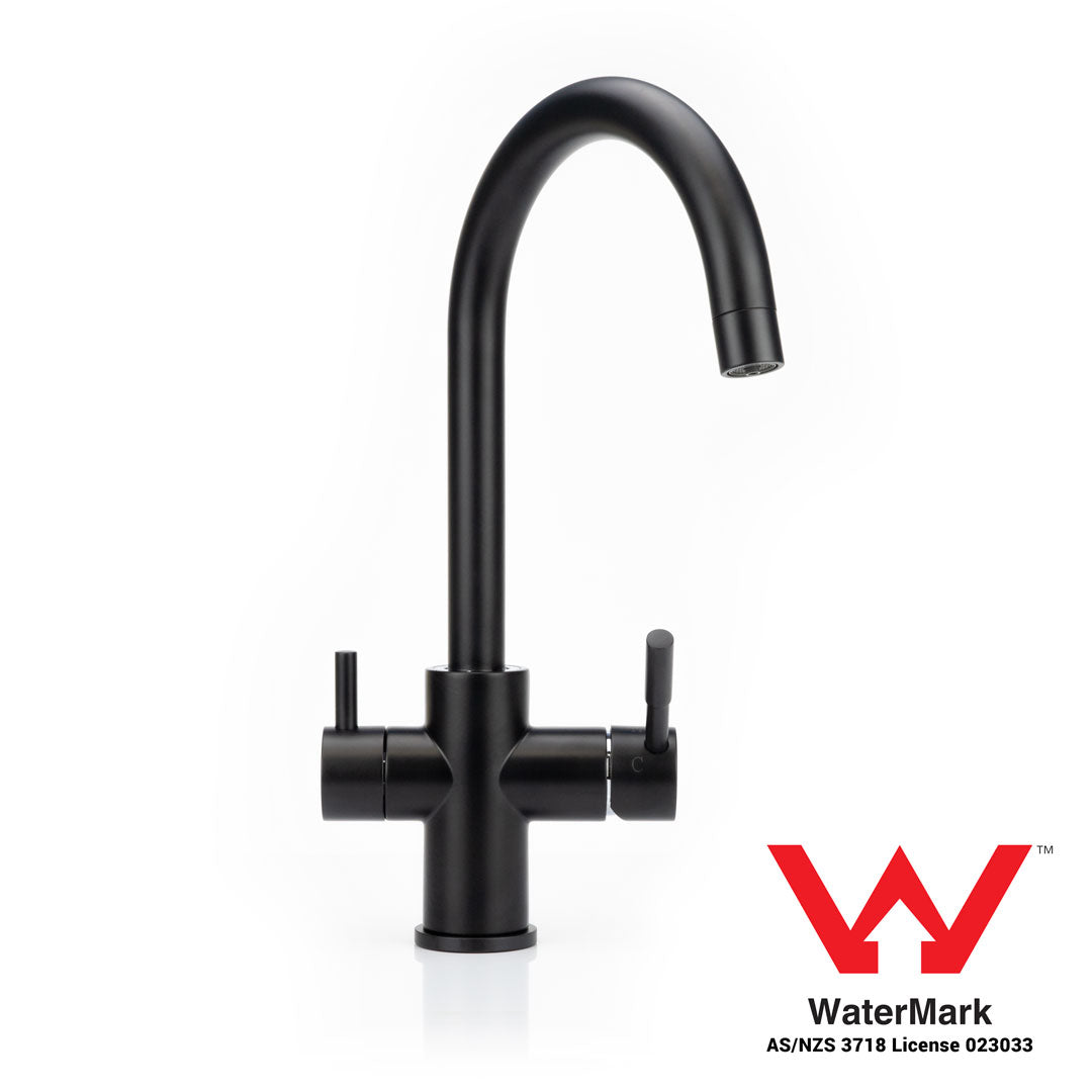 Goose Neck 3 Way Mixer Tap - Matte Black