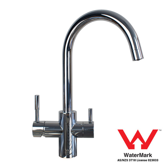 Goose Neck 3 Way Mixer Tap - Chrome