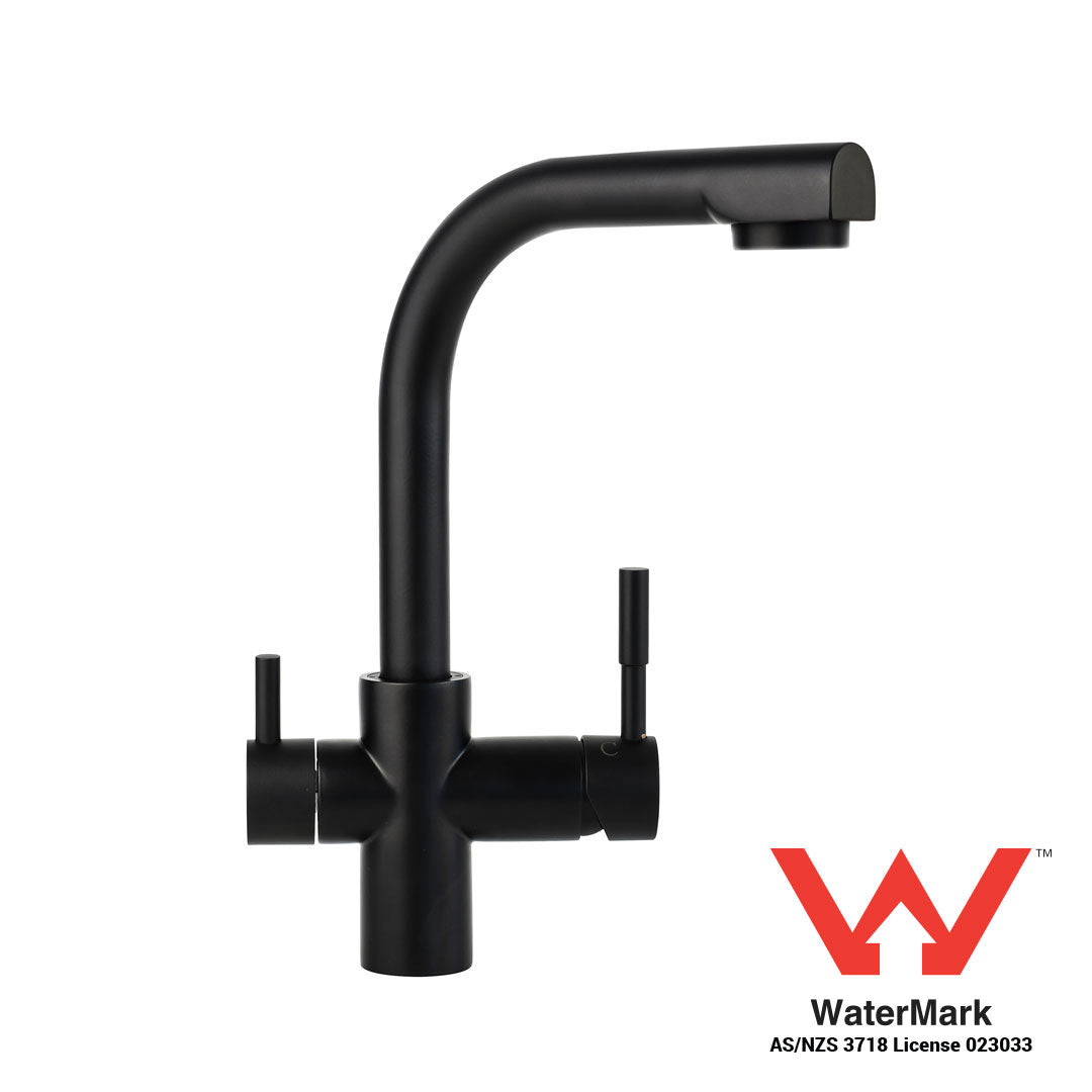 Square Neck 3 Way Mixer Tap - Matte Black