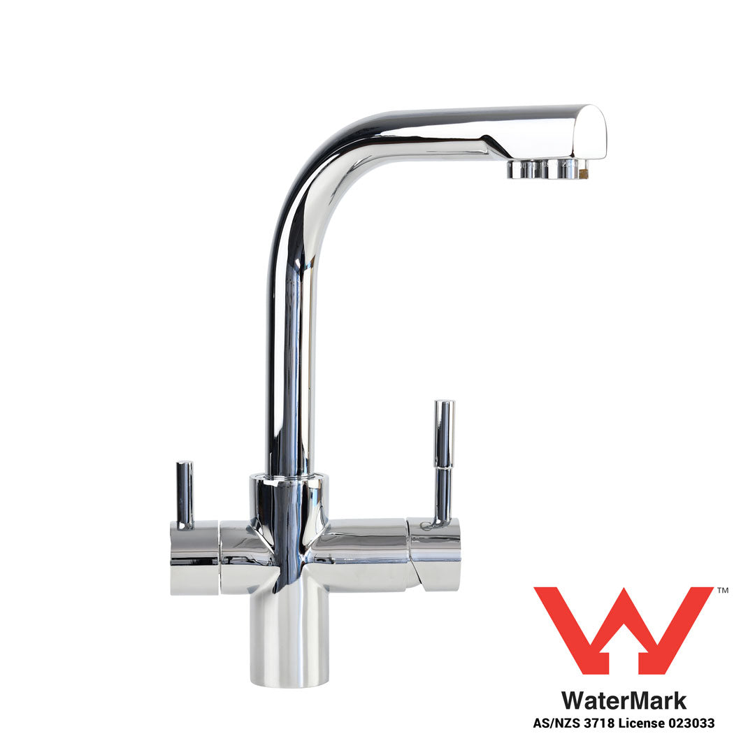 Square Neck 3 Way Mixer Tap - Chrome