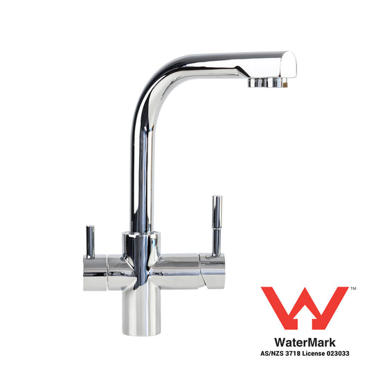 Square Neck 3 Way Mixer Tap - Chrome