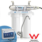 Twin Under Sink Filter System (Tank) With Ultraviolet, Leak Protection System and Premium Stand Alone Faucet Bundle