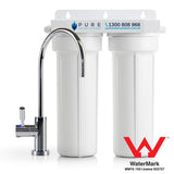 Twin Under Sink Water Filter System with LED Faucet Bundle