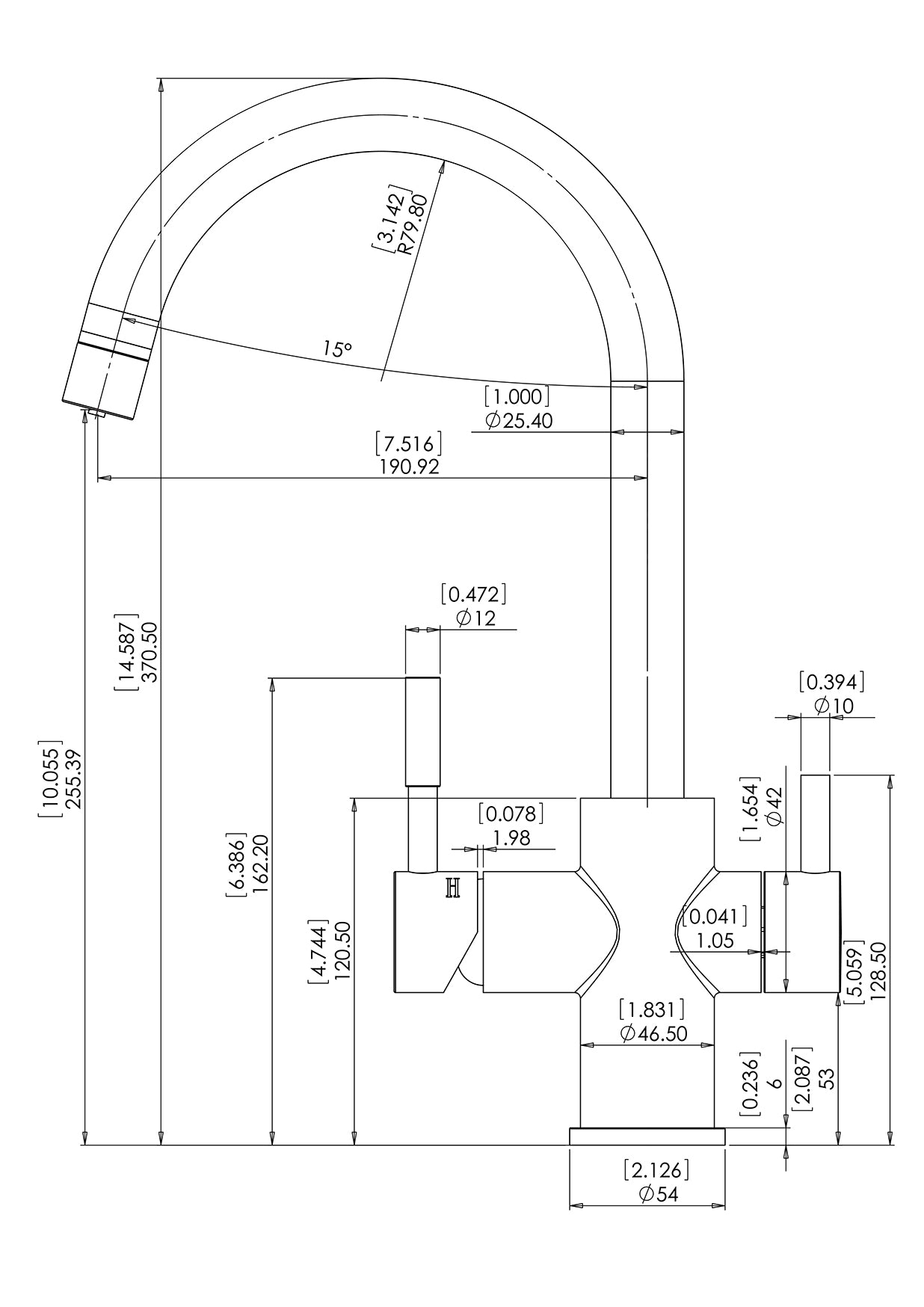 Goose Neck 3 Way Mixer Tap - Chrome