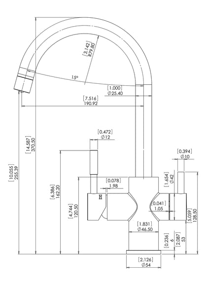 Goose Neck 3 Way Mixer Tap - Chrome