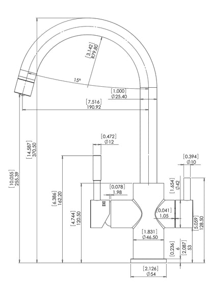 Goose Neck 3 Way Mixer Tap - Matte Black