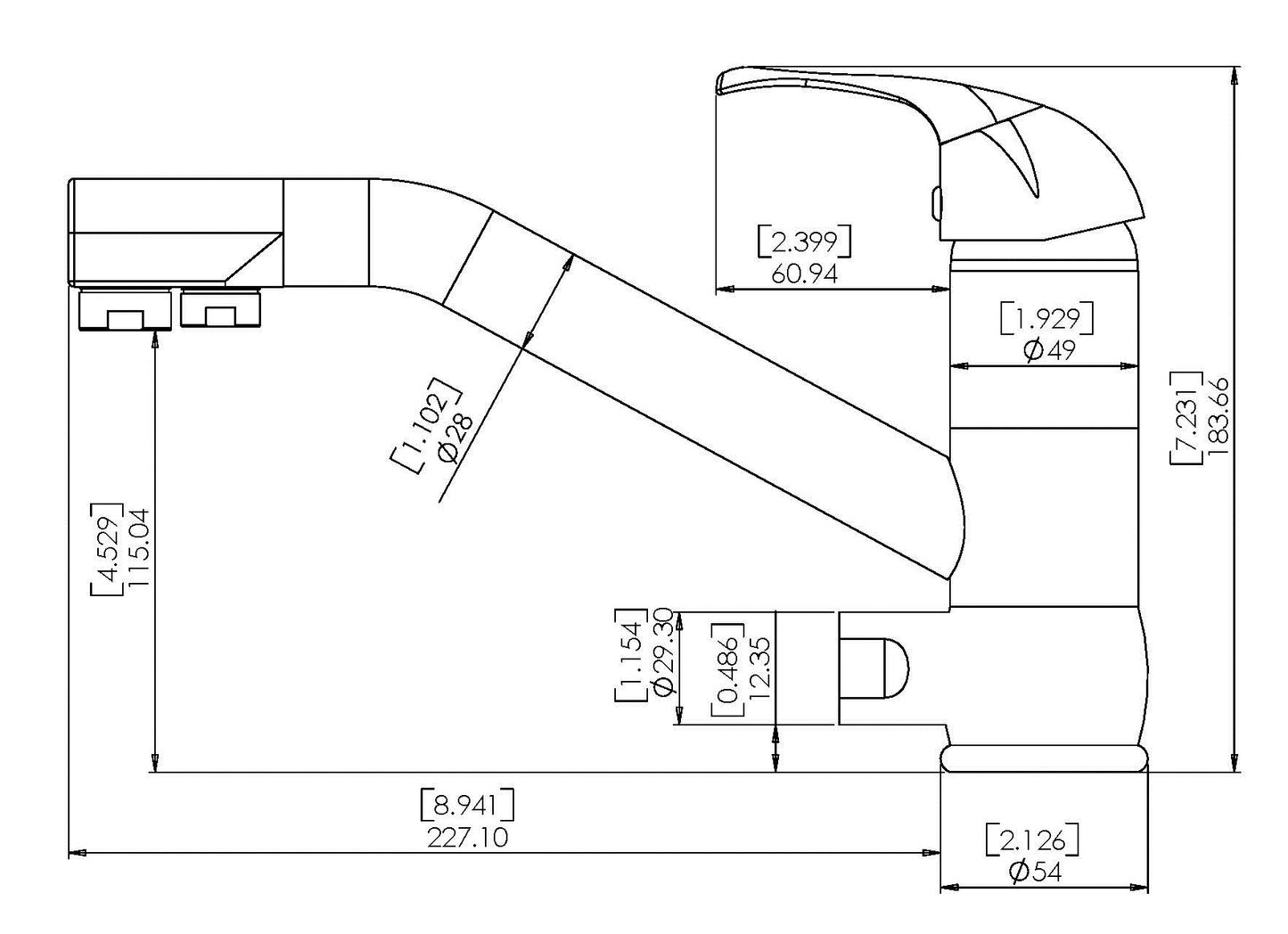 Low Neck 3 Way Mixer Tap - Chrome