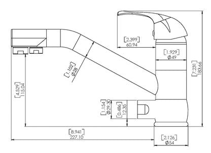 Low Neck 3 Way Mixer Tap - Chrome